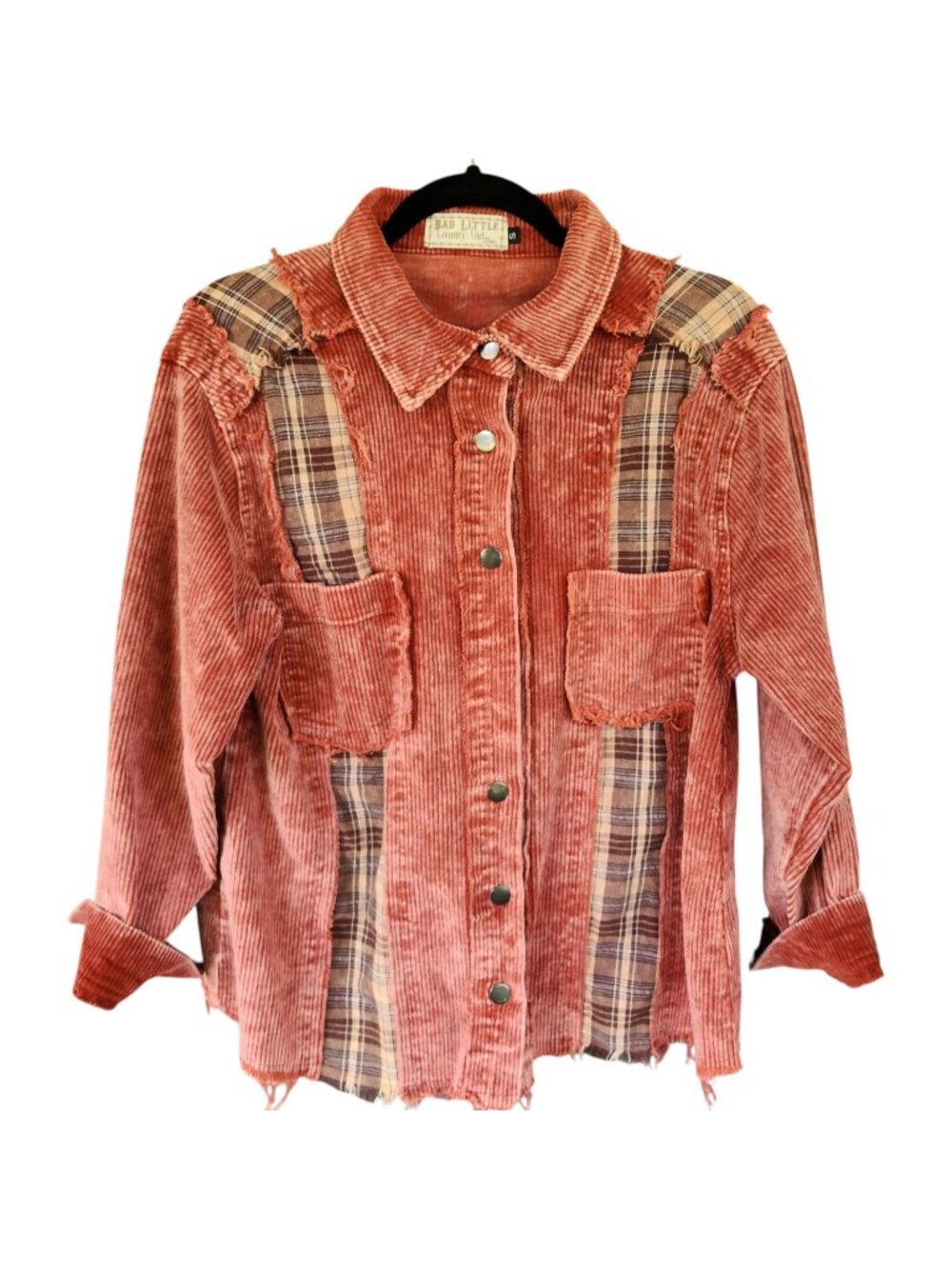 POL Women's Patchwork Corduroy Shacket Style No. YWJ3 Size Small